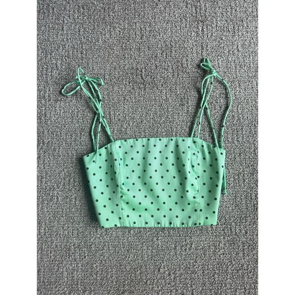 Zara Polka Dot Crop Top Mint Green Size S - Picture 6 of 12